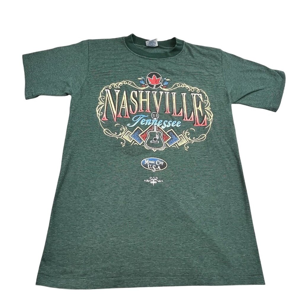 VTG Nashville Tennessee Music City Women Medium Green Shirt Artist Belton Tag